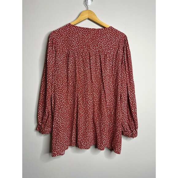 Madewell Womens Overture To In Ditsy Floral Red Plus Sz 3X Blouse Dainty - Picture 3 of 11